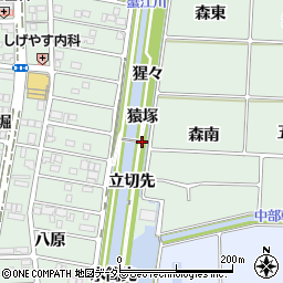 愛知県あま市篠田猿塚周辺の地図