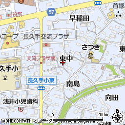 愛知県長久手市岩作東中周辺の地図