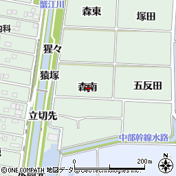 愛知県あま市篠田森南周辺の地図