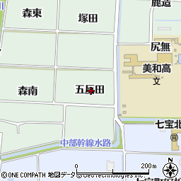 愛知県あま市篠田五反田周辺の地図