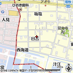 愛知県あま市坂牧（日吉）周辺の地図