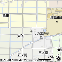 愛知県津島市下切町大矢周辺の地図