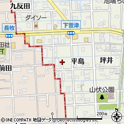 愛知県あま市下萱津平島周辺の地図