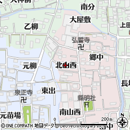 愛知県あま市小橋方（北山西）周辺の地図