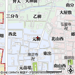愛知県あま市乙之子元柳周辺の地図