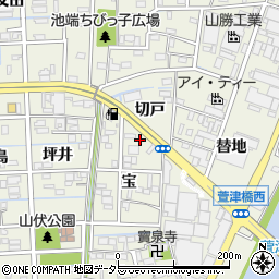 愛知県あま市下萱津宝周辺の地図