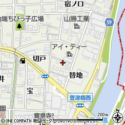 愛知県あま市下萱津替地周辺の地図