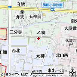 愛知県あま市篠田乙柳周辺の地図