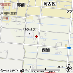 愛知県愛西市諸桑町西浦周辺の地図