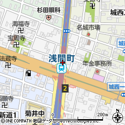 名古屋市役所交通局　地下鉄鶴舞線浅間町駅周辺の地図