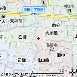 愛知県あま市小橋方（如来田）周辺の地図