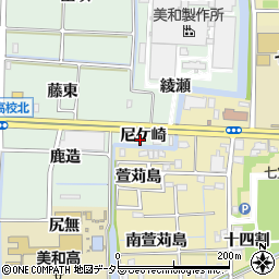 愛知県あま市篠田尼ケ崎周辺の地図