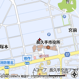 愛知県長久手市岩作（城の内）周辺の地図
