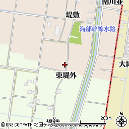 愛知県愛西市早尾町堤敷周辺の地図