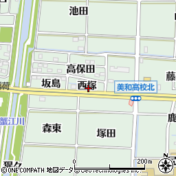 愛知県あま市篠田西塚周辺の地図