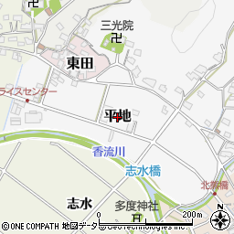 愛知県長久手市平地周辺の地図