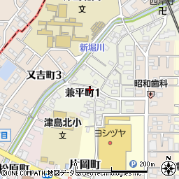 愛知県津島市兼平町周辺の地図