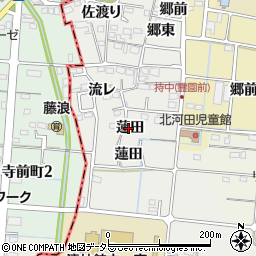 愛知県愛西市持中町（蓮田）周辺の地図