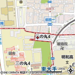 愛知県名古屋市東区三の丸4丁目周辺の地図