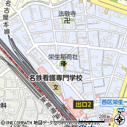栄生稲荷社周辺の地図
