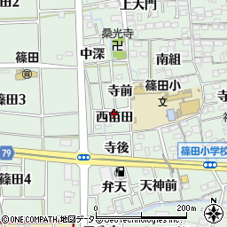 愛知県あま市篠田西苗田周辺の地図