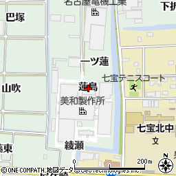 愛知県あま市篠田蓮島周辺の地図
