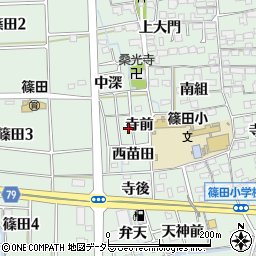 愛知県あま市篠田寺前周辺の地図
