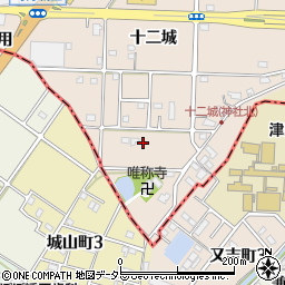 愛知県愛西市町方町十二城221-2周辺の地図