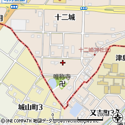 愛知県愛西市町方町十二城221-1周辺の地図