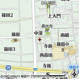 愛知県あま市篠田中深周辺の地図