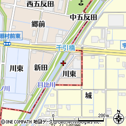 愛知県愛西市千引町（六反場）周辺の地図