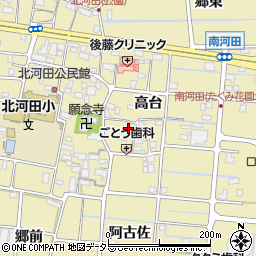 愛知県愛西市南河田町高台周辺の地図