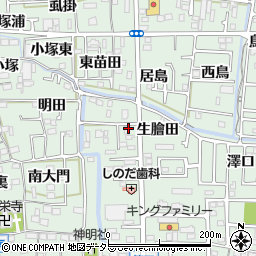 愛知県あま市篠田生膾田周辺の地図
