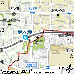 名鉄協商尼ヶ坂駅前駐車場周辺の地図