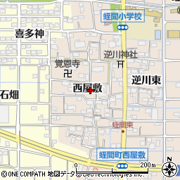 愛知県津島市蛭間町西屋敷周辺の地図