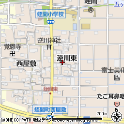 愛知県津島市蛭間町（逆川東）周辺の地図