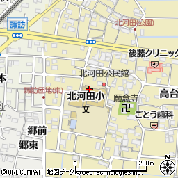 愛知県愛西市北河田町郷前周辺の地図