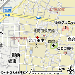 愛知県愛西市北河田町（郷前）周辺の地図