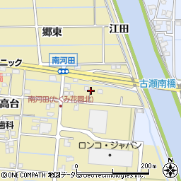 愛知県愛西市南河田町江田周辺の地図