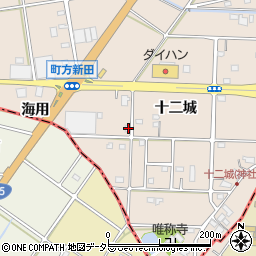 愛知県愛西市町方町十二城105周辺の地図