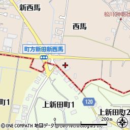 愛知県愛西市町方町西馬周辺の地図