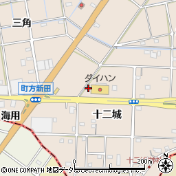 愛知県愛西市町方町十二城56周辺の地図