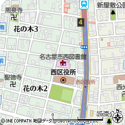 名古屋市役所教育委員会　西図書館周辺の地図