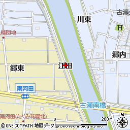 愛知県愛西市北河田町江田周辺の地図