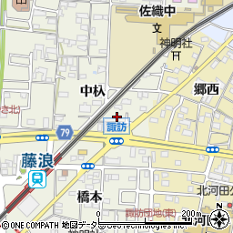 愛知県愛西市諏訪町中杁周辺の地図