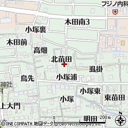 愛知県あま市篠田北苗田2周辺の地図