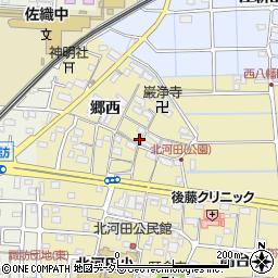 愛知県愛西市北河田町周辺の地図