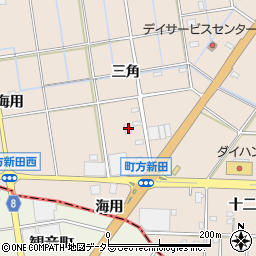 愛知県愛西市町方町三角周辺の地図
