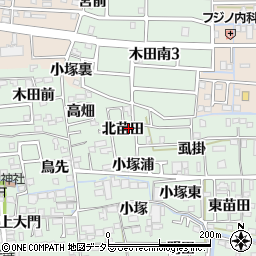 愛知県あま市篠田北苗田周辺の地図