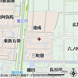 愛知県あま市木田池成周辺の地図
